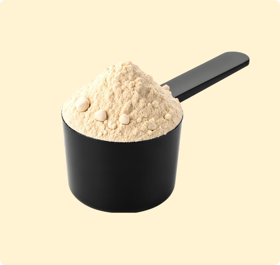 Scoop of powdered pet supplement